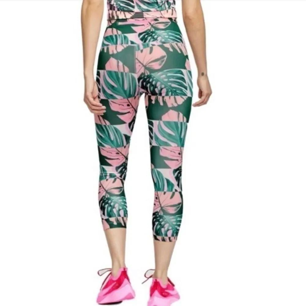 Nike Dri Fit High Rise Tight Fit Running Crop Legging Botanical - Picture 4 of 9